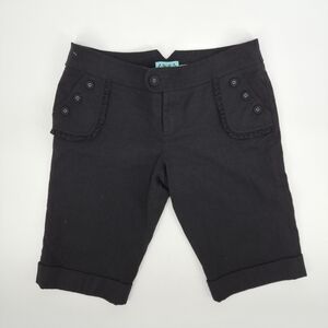 Y2K Juicy‎ Couture Vintage Black Cashmere Wool Bermuda Shorts Size 12